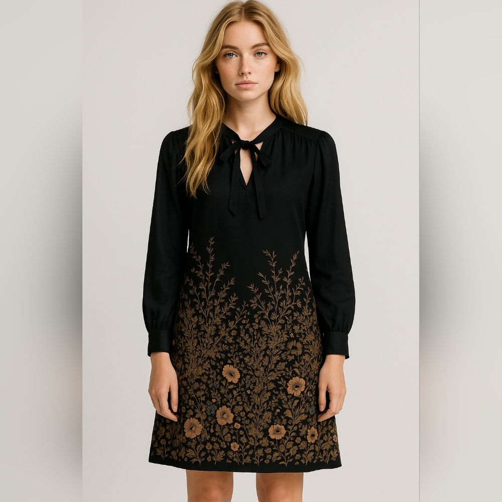 Comptoir des Cotonniers 100% Silk Botanical Border Dress – Size 42